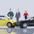 People Figurines Mini Trains, 1:25 Scale Painted Figures for Dollhouse Scenes, Standing and Sitting Plastic People