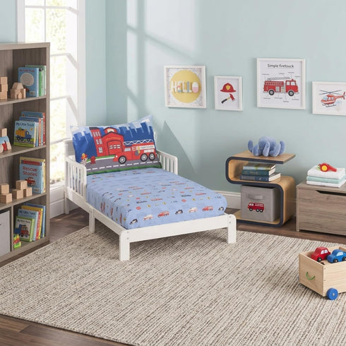 EVERYDAY KIDS 3-Piece Toddler Fitted Sheet, Flat Sheet and Pillowcase Set -