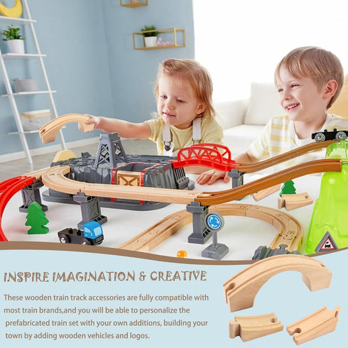1 Pack Wood Train Track Expansion Wooden Train Track Accessories Bridge Connectors Compatible with Most Major Toy