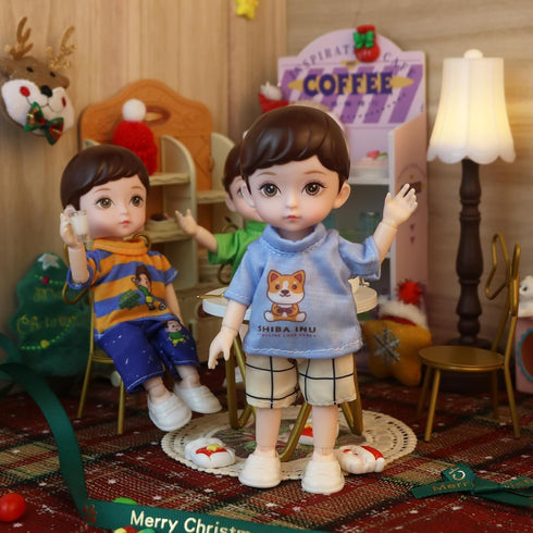6 Inches Set, Boy Dolls Ball Jointed Doll Kids Boy Doll with Clothes,with Gift Box and Greeting Card, Ideal Gift