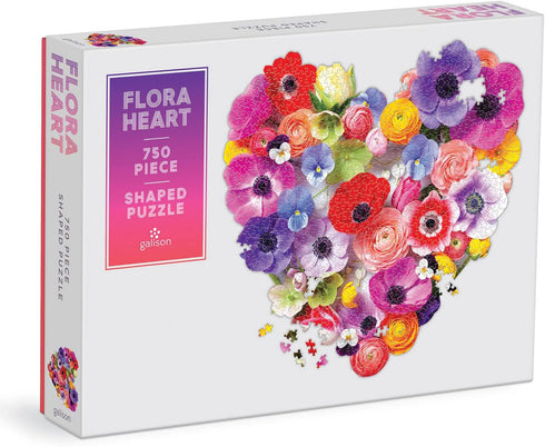 Flora Heart 750 Piece Shaped Puzzle from Galison – Vivid and Bright Featuring Julie Seabrook Ream's Work