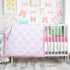 5 Set SmoothNovelty Pcs Pink Bow Crib Bedding Include Print Crib Sheets Bed Skirt Comforter Pad Cover Wall Stickers