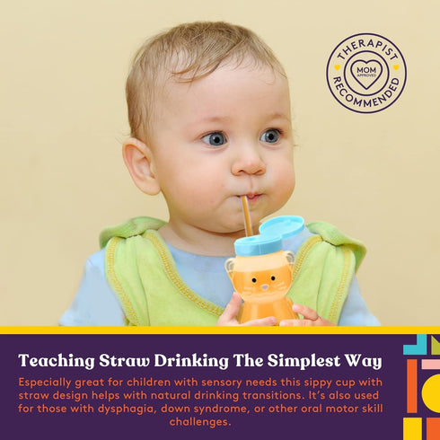Special Supplies Honey Bear Straw Cup for Babies, 4-Pack, Fun Animal-Shaped Training Drink for Weaning