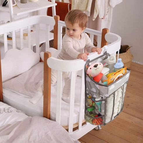 Accmor Hanging Baby Diaper Caddy Organizer, Diaper Stacker, Baby Crib Hanging Classified Storage Bag Organizer for Changing Table, Crib, Playard or Wall & Nursery Organization, Grey Cloud by Accmor