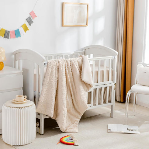 3 Set Set, Cokouchyi Piece Bedding for Boy Girls, Jacquard Tufted Geometric Crib Includes Skirt, Blanket and Sheet