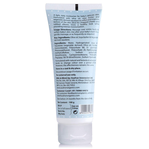 3.53oz Azafran Organics Baby Nourishing Cream, - Gentle Moisturizing Cream with Olive oil and vegetable Derived