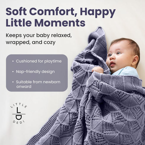 30x40 Inches Hypoallergenic Baby Blanket - Grey Blue, Oeko-TEX Certified, Thermal-Regulating, Silky Soft Knit Neutral