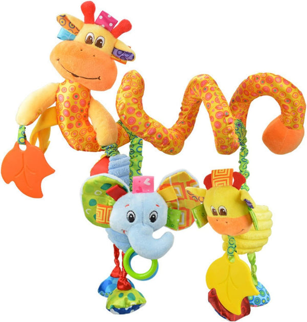 Jollybaby Plush Hanging Spiral Activity Toy for Car Seat, Crib, with Music Box, Rattles, Giraffe
