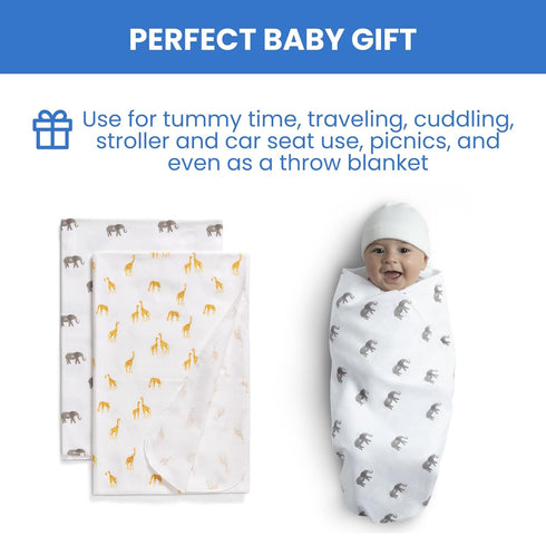 Delta Children 100% Cotton Flannel Baby Receiving Blankets for Girls Boys – 30x30 Inches (Pack of 2)