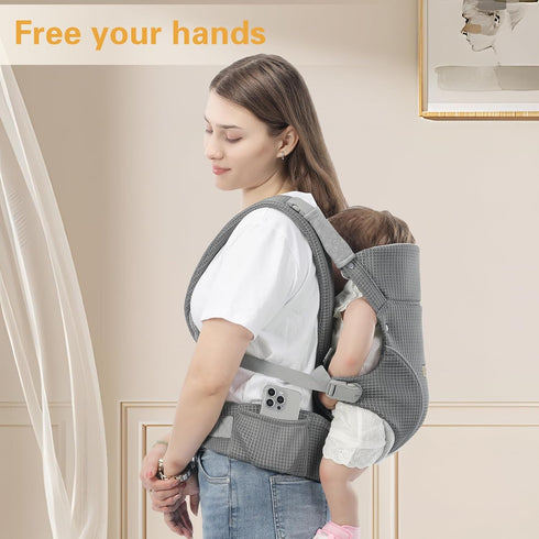 7-35lbs, Baby Carrier Newborn to Toddlers - Ergonomic Adjustable Soft Breathable Comfort Infant Carrier for Enhanced