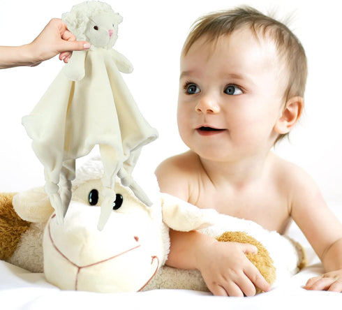 CREVENT Soft Cozy Baby Blankets + Security Blanket Set with Gift Bag, Newborn Essentials (Ivory)