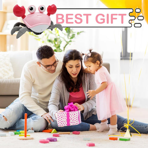 Pbooo Crawling Crab Baby Toy, Interactive Walking Dancing Musical Toy for Babies, Ideal for Tummy Time and Crawling
