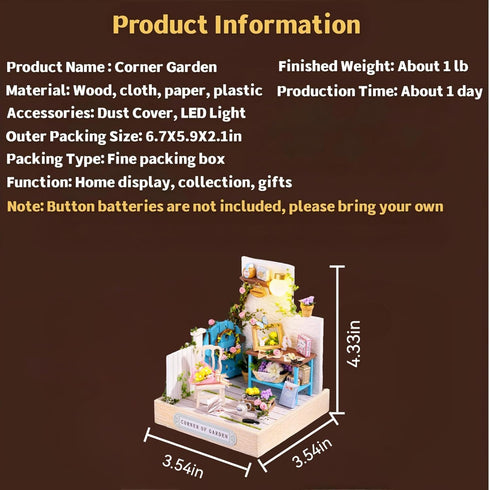 OZJAY 1:24 DIY Miniature House Kit with Dust Proof Cover, Scale Creative Room Mini DIY Wooden Dollhouse Miniature Kit