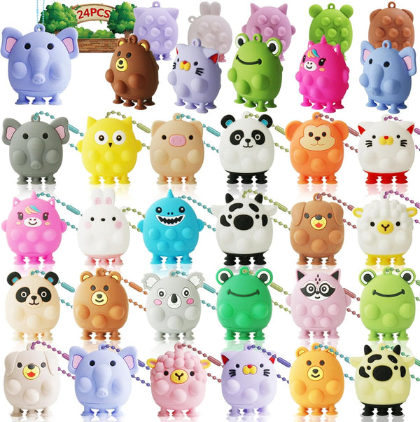 YALARY 24 PCS 3D Animal Pop Fidget Suction Toys,Stress Pop Balls Party Favors