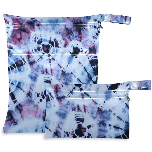 visesunny Tie Dye Pattern 2Pcs Wet Bag with Zippered Pockets Washable Reusable Roomy