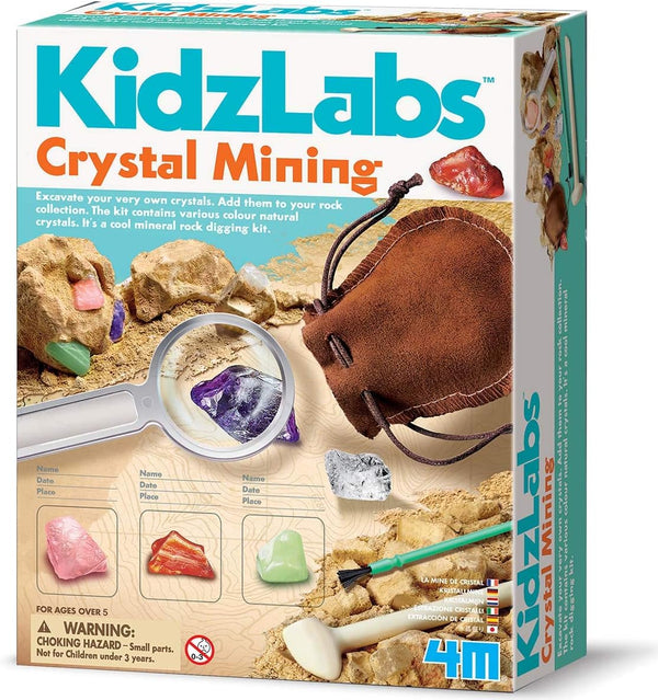 4M Kidzlabs Crystal Mining Kit, DIY Science Kit - Dig for Gem Stones for Ages 5+