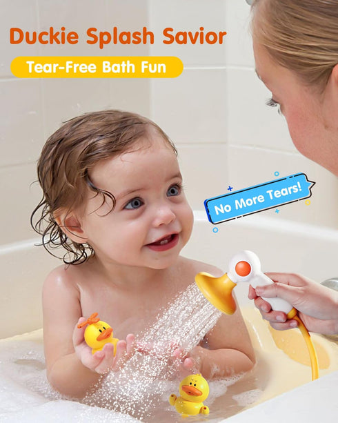 1-3, Duckie Baby Bath Shower Head, Toddler Bath Toys for Kids Ages Baby Shower Head for Bathtub with Three Squirting