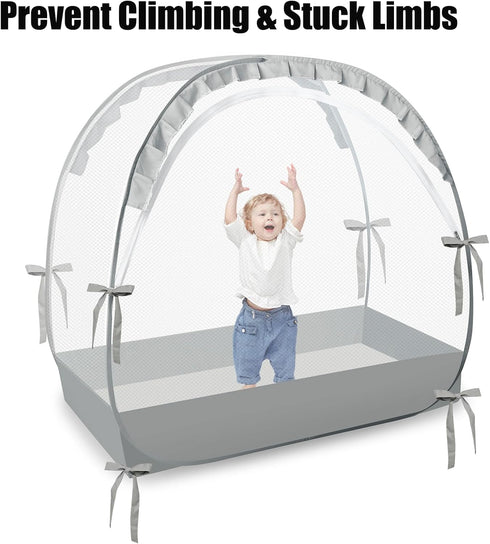 PandaEar Pop Up Crib Tent to Keep Baby from Climbing Out, Breathable Crib Net Mesh Canopy, Babies Crib Cover