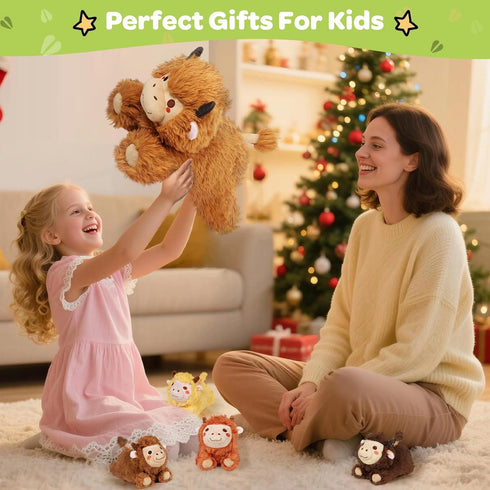 0 1 2 3 4 5 6 7 8+ Mommy 4 Set, KMUYSL Highland Cow Stuffed Animal for Girls Ages Years Old, Cow Animals Plush Toys