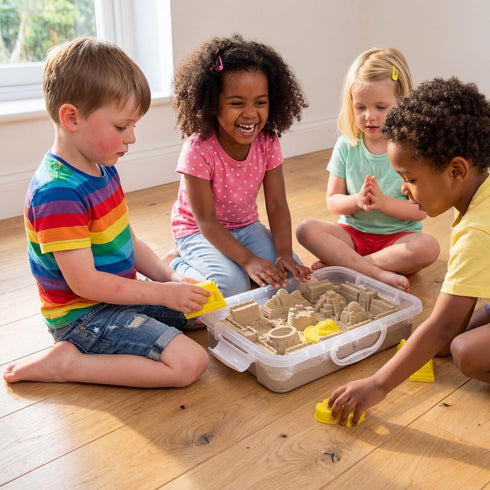10 2.2 lb 3+ Construction Sensory Bin Toys Sand Molds for Kids & Sensory Sand - Sand Box for Toddlers Ages