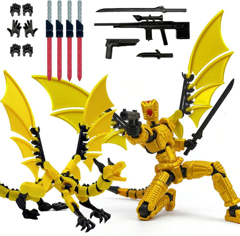 KAMOVNY T13 Robot Action Figure with Dragon 3D Printed Mecha Toy, Multi-Jointed Movable,