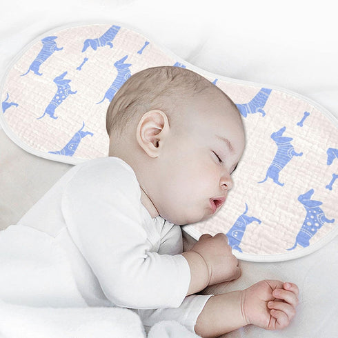 Cute Dachshund Dog and Bone Pattern Muslin Burp Cloths, 1 Pack, 100% Cotton Baby Washcloths for Boy Girl
