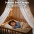 LOAOL Bed Canopy with Pom Pom Cotton Canopy for Kids Crib Baby Girl Netting Cover Canopy Crib Curtain Reading Nook