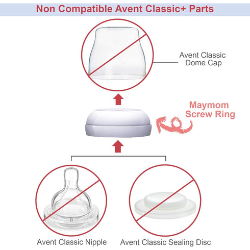 Replacement Screw Ring Compatible with Philips Avent Natural Bottles, Made by Maymom; Not for AntiColi Nipple