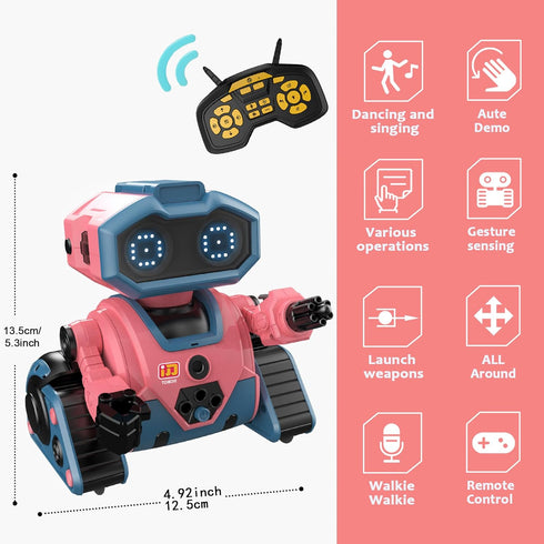 BYTEWAR Robot Toys for Boys Girls, Rechargeable RC Robot with GestureSensing,Auto-Demonstration, Fun Gift