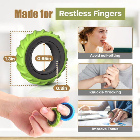 12 Pack Fidget Toys Adults Sensory Rings: Texture Spinner Rings - Stress Relief Sensory Toys for Kids ADHD - Quiet Desk