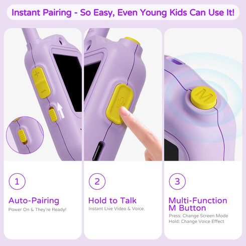 ILIHOME 2 Pack 3-12 Video Walkie Talkies for Kids, Kids Walkie Talkies Video Intercom for Age Year Old Boys Girls