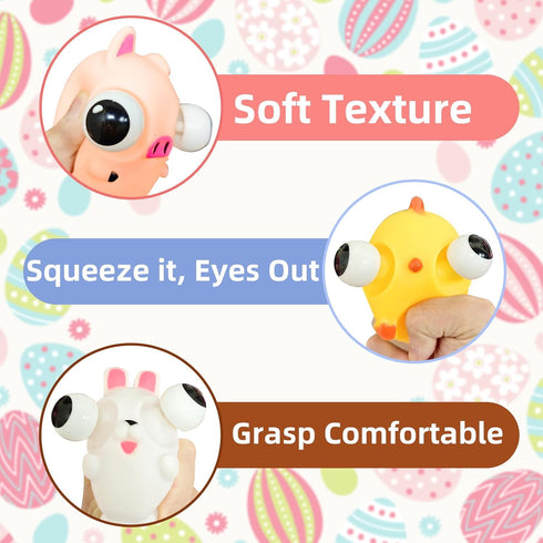 3.8" 6 Pack Large Squeeze Toys Eye Popping Squeeze Toy Fidget Toys Party Favors Classroom Exchange for Kids Classroom