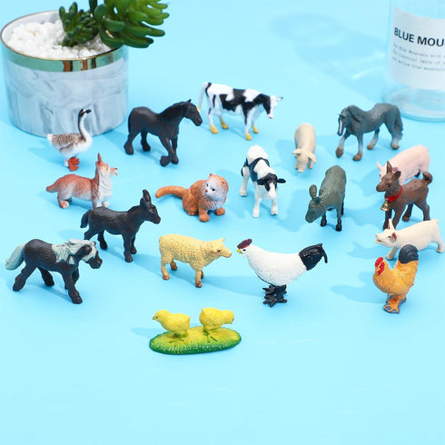 ONEST 30 Pieces Mini Farm Animal Figurines Playset, Hand Painted Tiny Realistic Plastic Puppy Figures for Kids