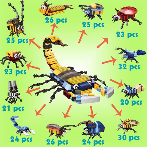 UMEELR 12 Pcs Prefilled Easter Eggs with Insect Animal Building Blocks, Surprise Toys for Kids Boys Girls Easter Party Favors, Easter Egg Hunting, Easter Basket Stuffers, Classroom Prize Toys