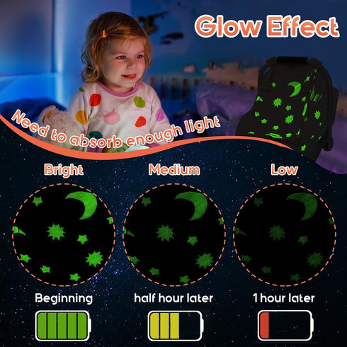 Cozy Baby Car Seat Cover, Infant Car Seat Cover Glow in The Dark, & Warm Carseat Canopy for Girls Boys, Baby Carrier