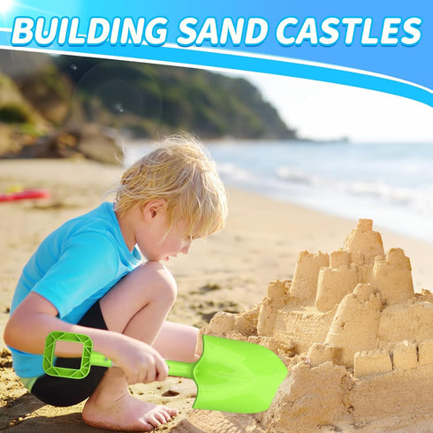 Amarlozn 16" Summer Beach Sand Shovels Toy for Kids, Garden Scoop Tool Kits, Sturdy Long Handheld Wooden Plastic Spade