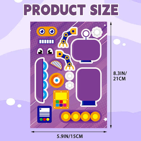 DaiUni 24 Sheets Robot Make a Face Sticker Sheets for Kids Todders Activities, Make Your Own Stickers for Kids Birthday