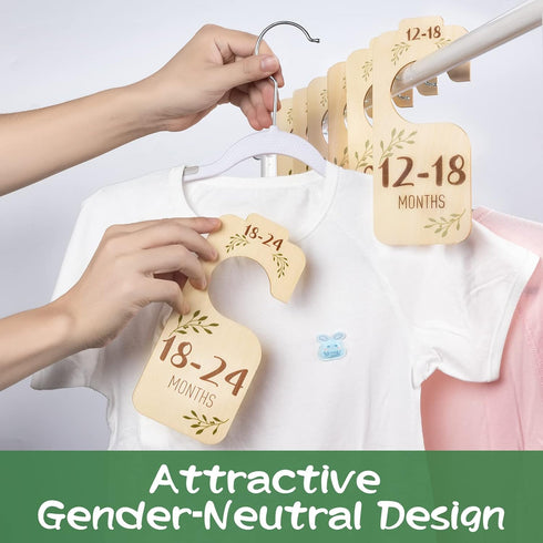 Closet Set 8 24 Baby Dividers for Clothes Organizer - of Beautiful Wooden Double-Sided Baby Clothes Size Hanger