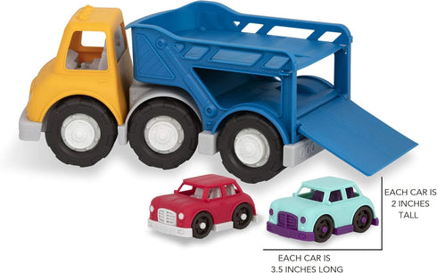 Battat Wonder Wheels Toy Carrier Truck & 2 Toy Cars, Toy Truck Playset for Kids, Recyclable Materials