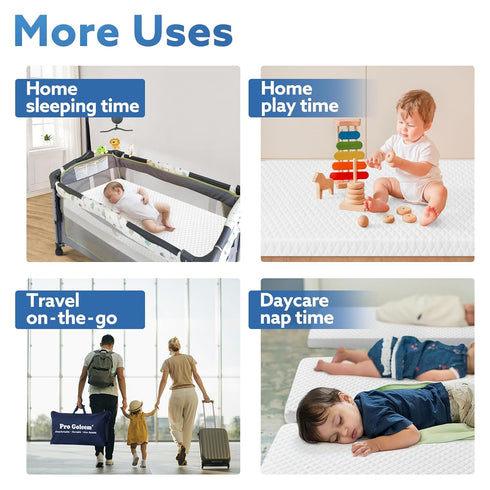 Pack (38"x26"), Pack Pro Goleem and Play Mattress Waterproof n Play Mattress Pad with Carry Bag, Firm Playard Mattress