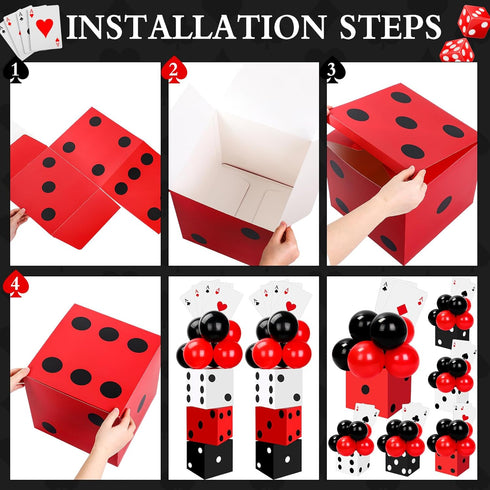 Hollowfly 54 6 11inch 12 Pcs Casino Theme Party Decoration Including Pcs Large Casino Dice Boxes Pcs Poker Playing