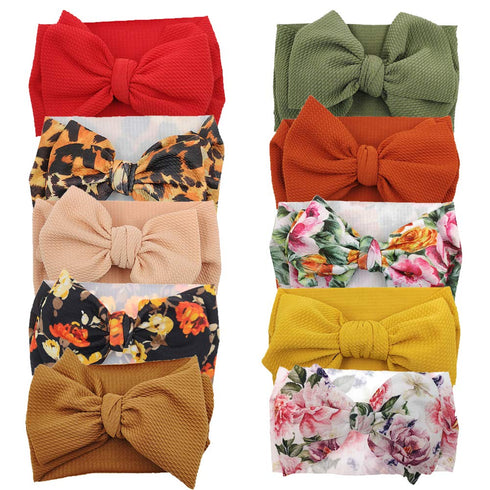 KIDOCHEESE Oversized Bows Baby Girl Headbands with Nylon Elastics, Large Hair Wraps for Newborns and Toddlers