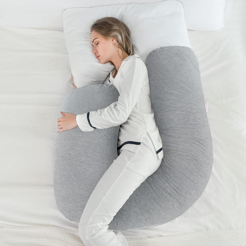 AngQi L-Shaped Body Pregnancy Pillow - Gray Jersey Cover
