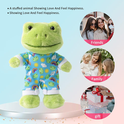 9-Inch Cute Frog Plush - Soft Stuffed Animal Toy, Kawaii Doll Gift for Kids, Green Plushie