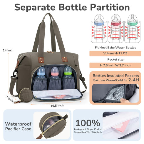 Tenot Diaper Bag Tote with Pacifier Case, Baby Bag for Women with Shoulder Straps, Travel Diaper Tote for for Mom