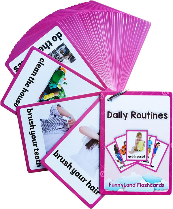 Lilias Daily Routines Flash Cards - Toddler Learning Toys, Preschool Learning Toys, Homeschool Supplies, 45 Cards in