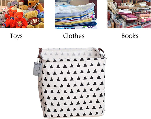 Square Canvas Toy Storage Bins - Basket with Handle Collapsible Toy Organizer for Nursery Storage, Kid's Toy & Laundry,