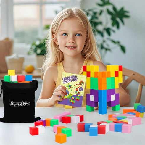 32 4-8 AuntyFey Pcs Building Blocks Cubes Blocks for Kids, Learning Educational Stem Blocks for Kids Ages