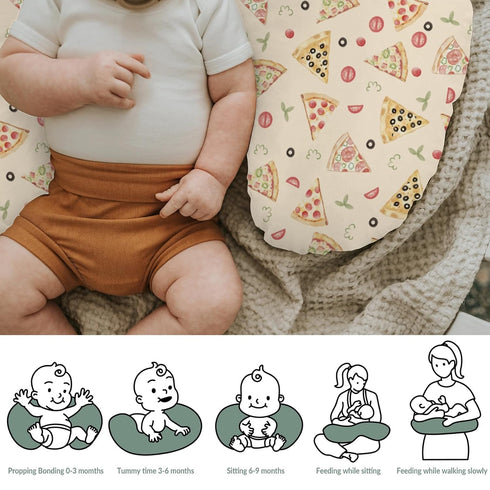 Watercolor Pizza Party Baby Nursing Pillow Covers for Boy Girl Cute Pizzas Plants Nursing Slipcovers for Breastfeeding