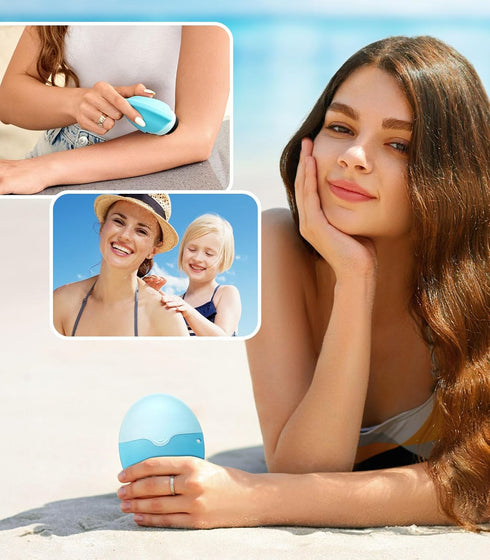Sunscreen Applicator Brush Set for Kids, Adults & Families - BPA Free & Refillable, Sun Lotion Applicator (Blue)